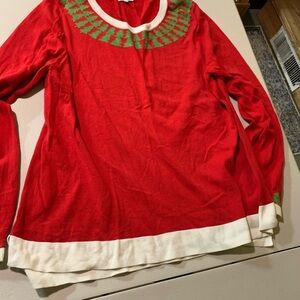 Crown & Ivy Red Sweater with Cream Trim